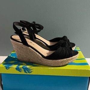 Black wedge sandals - 8.5